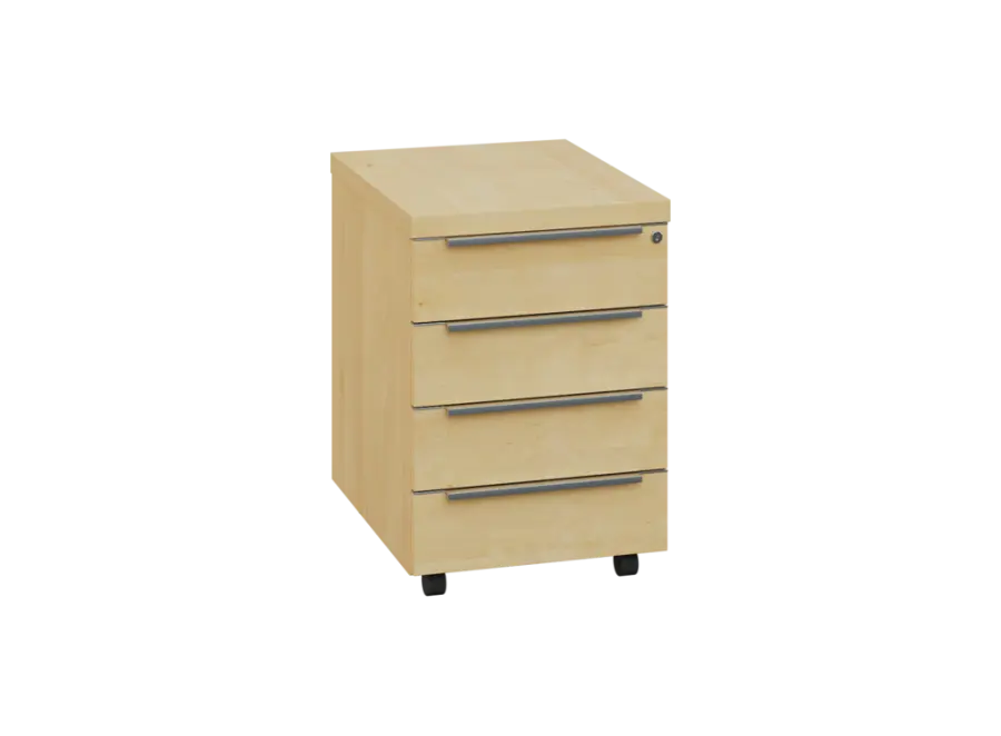 SIKZ - 01 kontejner pojízdný, 4-zásuvkový, deska 18 mm, zámek na první zásuvce, javor horský